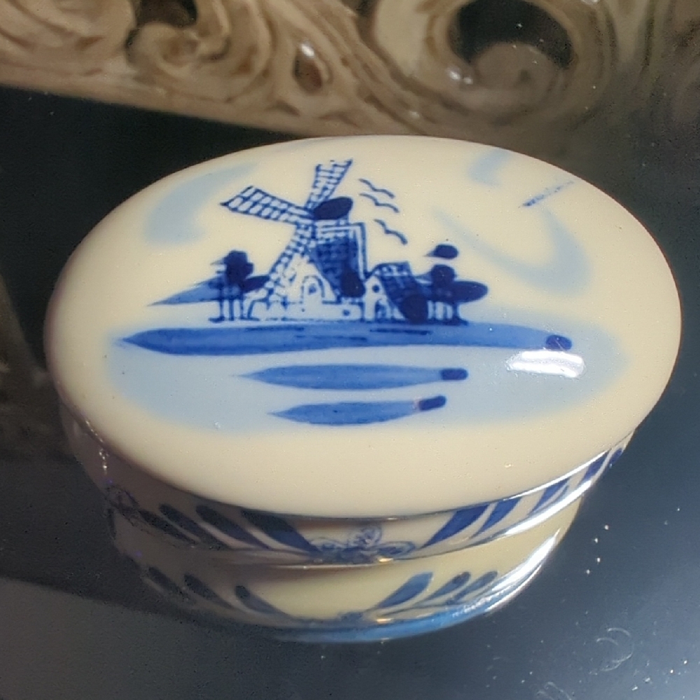 Blue and White Ceramic Trinket Box